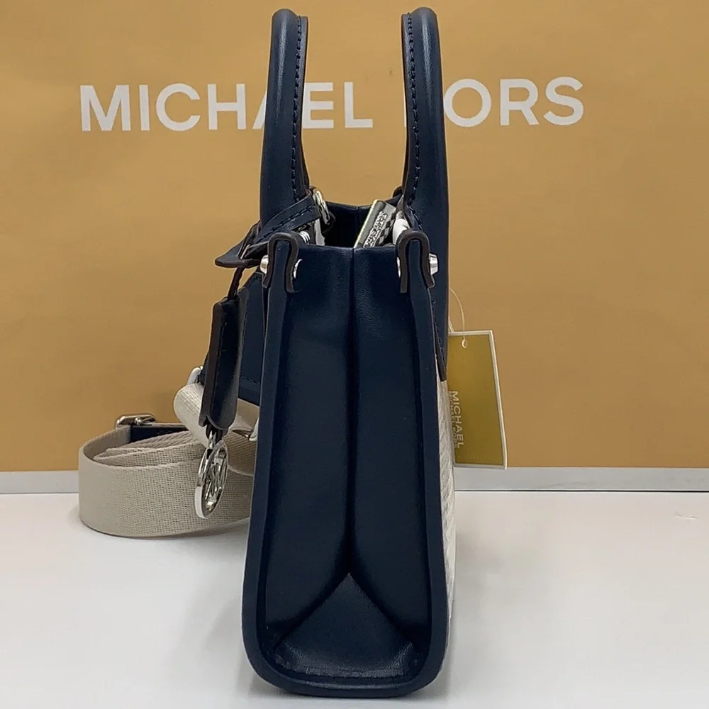 Michael Kors Mirella Extra-Small Logo Crossbody XBODY Shopper Bag Navy  NWT